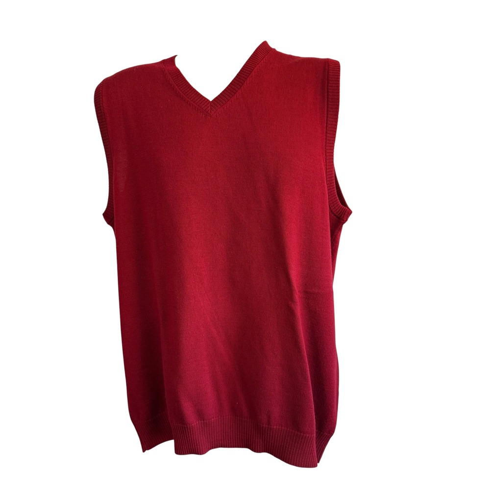 Pronto Uomo Mens Red Extra Fine Merino Wool V-Neck Sweater Vest Size M